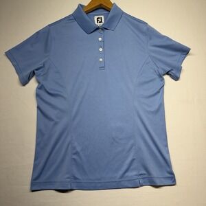 FootJoy Womens Medium Blue Golf Polo Shirt Performance Stretch Logo